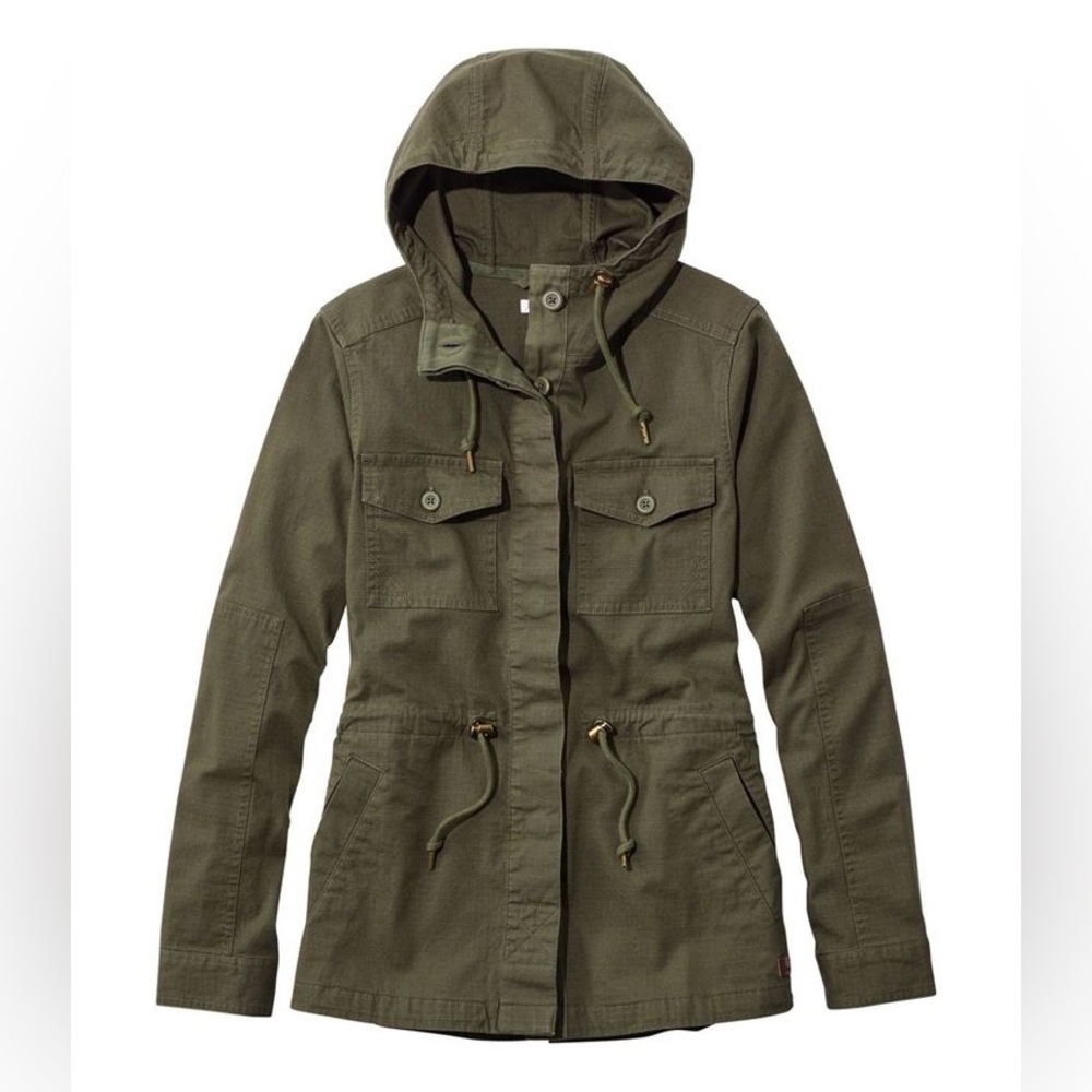 L.L. Bean Olive Green Hooded Utility Jacket